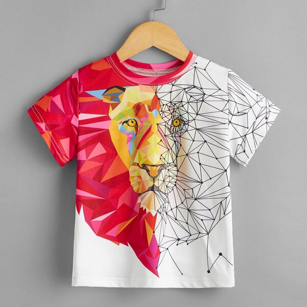

Toddler Boys Lion And Geo Print Tee, Multicolor