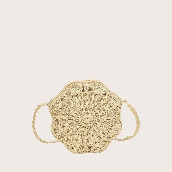 

Girls Straw Crossbody Bag, Khaki