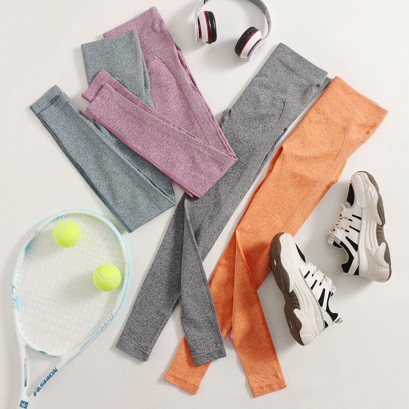 

4pcs Solid Sports Leggings, Multicolor