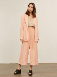 SHEIN Unity Wide Leg Cropped Pants - Coral Pink - View 3