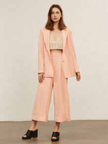 SHEIN Unity Wide Leg Cropped Pants - Coral Pink - View 4