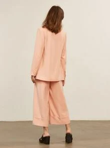SHEIN Unity Wide Leg Cropped Pants - Coral Pink - View 5