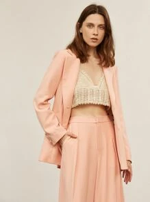 SHEIN Unity Wide Leg Cropped Pants - Coral Pink - View 8