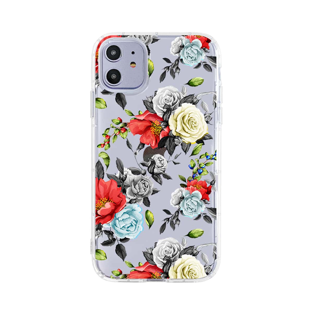 

Flower Print Clear iPhone Case, Multicolor
