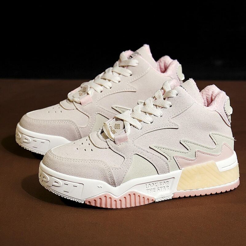 

Faux Fur Lined Chunky Trainers, Pink