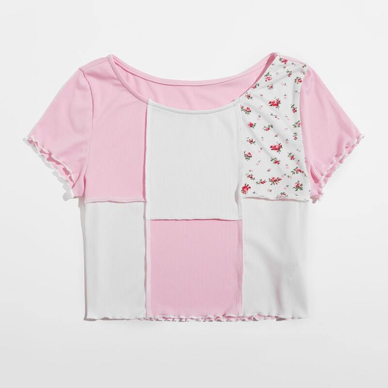 

Ditsy Flower Stitching Crop Tee, Multicolor