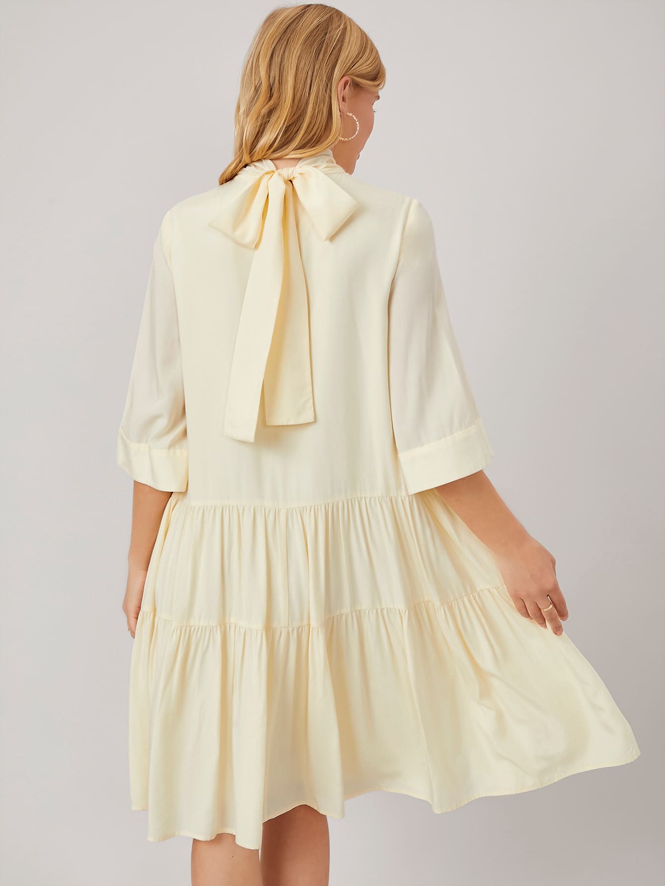 FLOWY TIE BACK SMOCK DRESS thumbnail