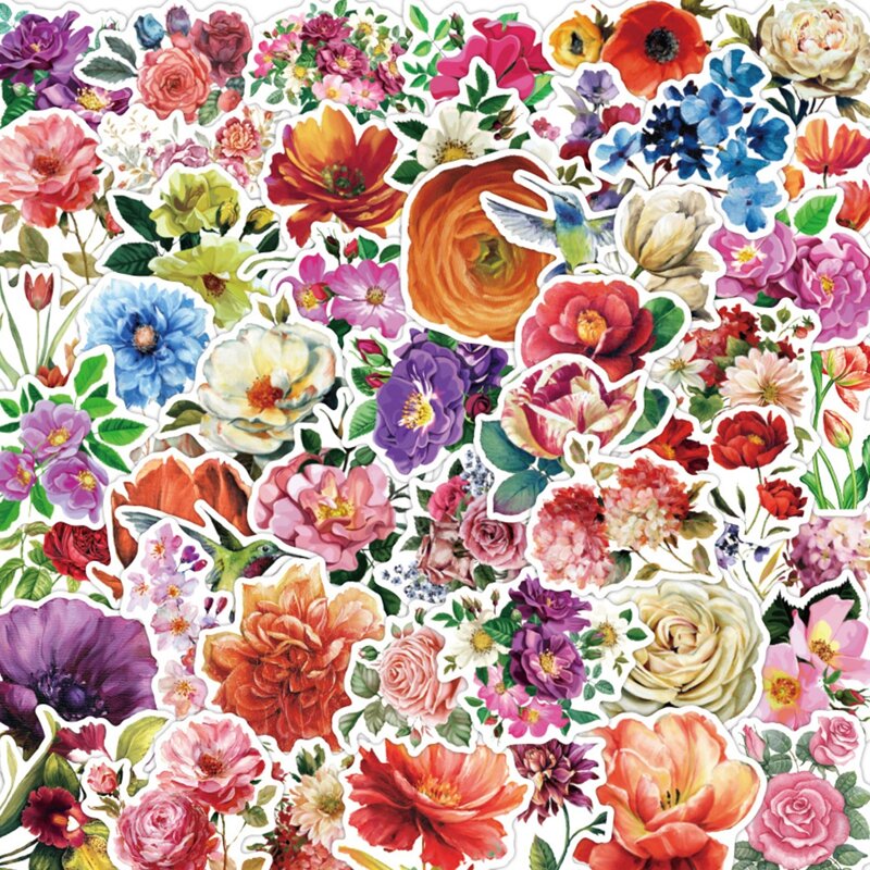 

50pcs Floral Pattern Sticker, Multicolor