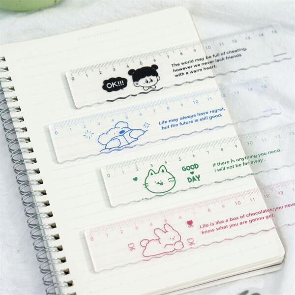 

1pc Cartoon Graphic Random Ruler, Clear