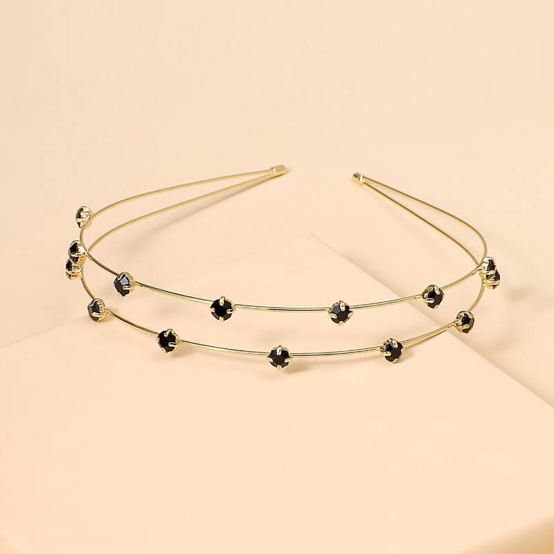 

Rhinestone Decor Layered Hair Hoop, Gold