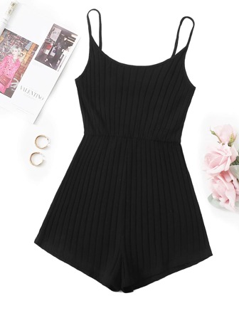 Rib-knit Cami Romper
