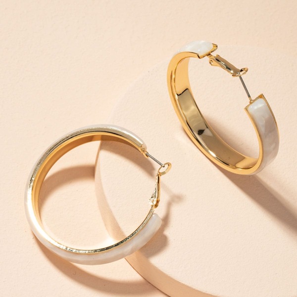 

Minimalist Hoop Earrings, White