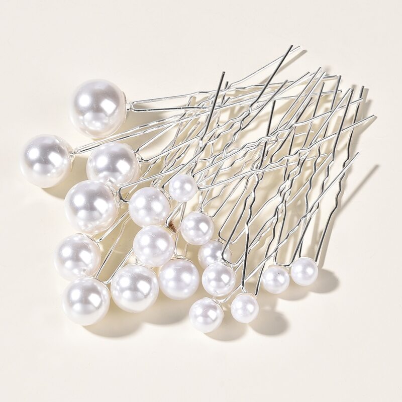 

18pcs Faux Pearl Decor Hair Pin, Silver