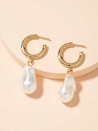 اقراط متدلي بديكور لؤلؤ صناعي