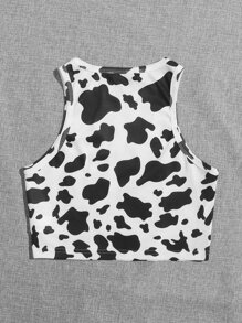 Muchica 奶牛圖案背心上衣 - 黑與白 - 查看 2