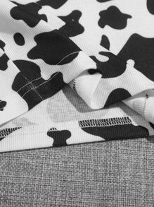 Muchica 奶牛圖案背心上衣 - 黑與白 - 查看 3