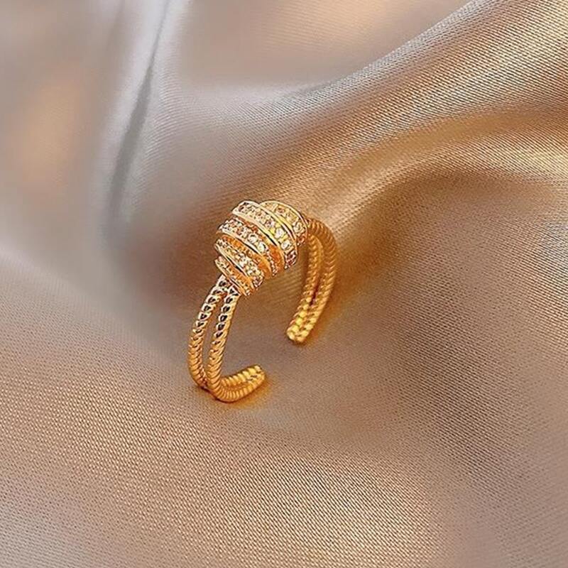 

1pc Rhinestone Cuff Ring, Gold