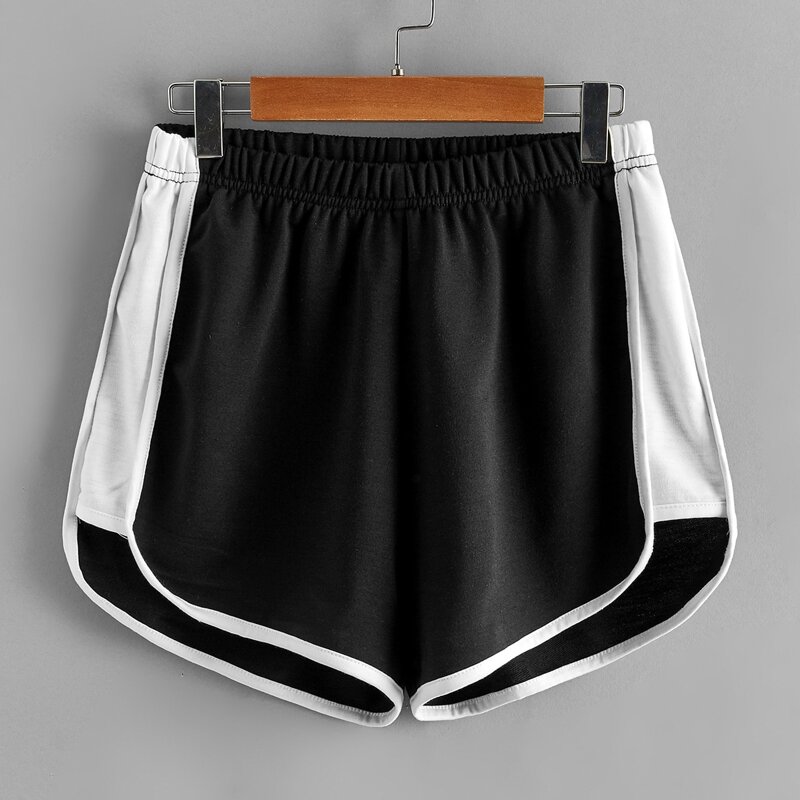 

Colorblock Dolphin Shorts, Black and white