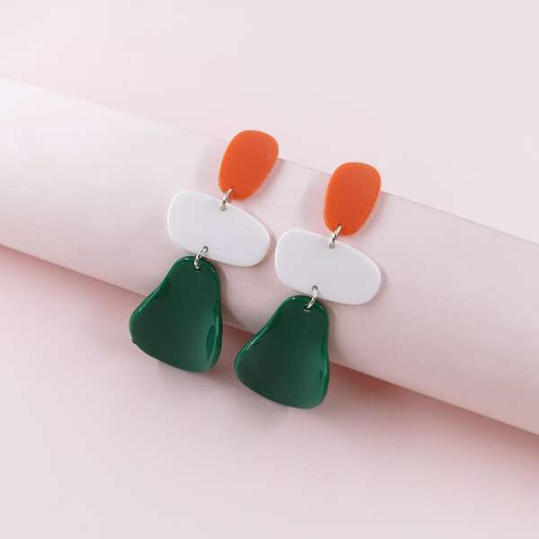 

Colorblock Geo Drop Earrings, Multicolor
