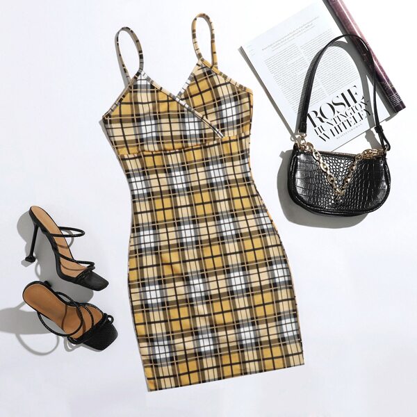 

Tartan Print Bodycon Dress, Multicolor