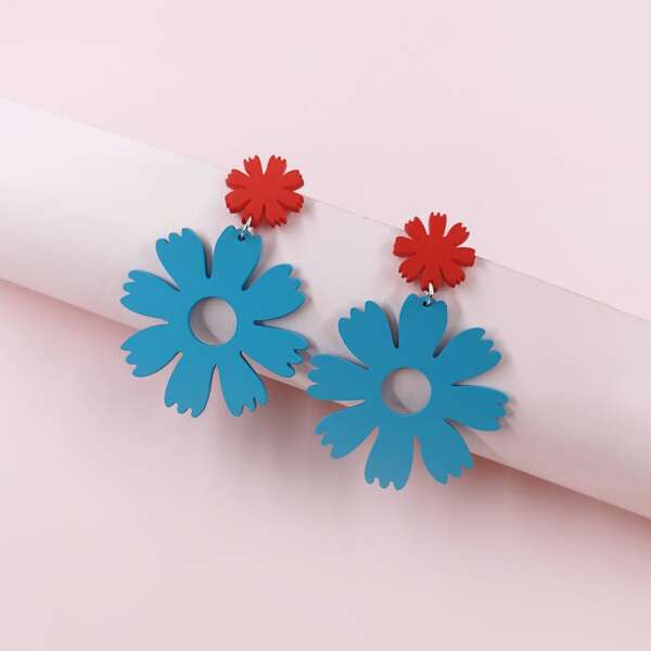 

Acrylic Flower Drop Earrings, Blue