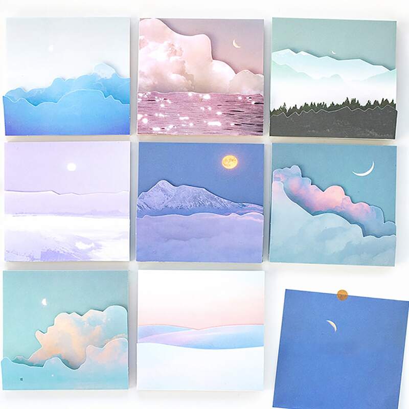 

2packs Scenery Pattern Random Memo Pad, Multicolor