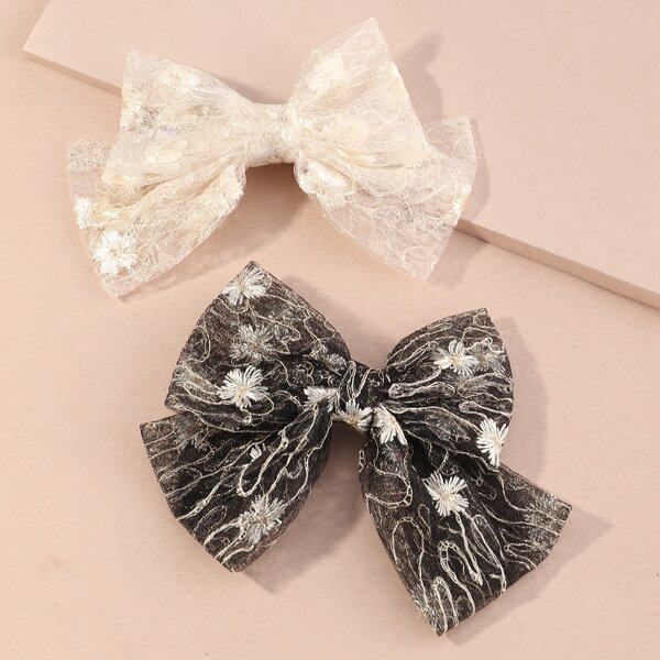 

2pcs Bow Decor Hair Clip, Multicolor