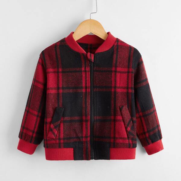 

Toddler Girls Plaid Zip Up Bomber Jacket, Multicolor