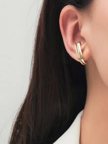 2 piezas cuff de oreja minimalista - Amarillo Oro - Ver 1