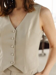 BizChic Women Single Breasted Solid Vest