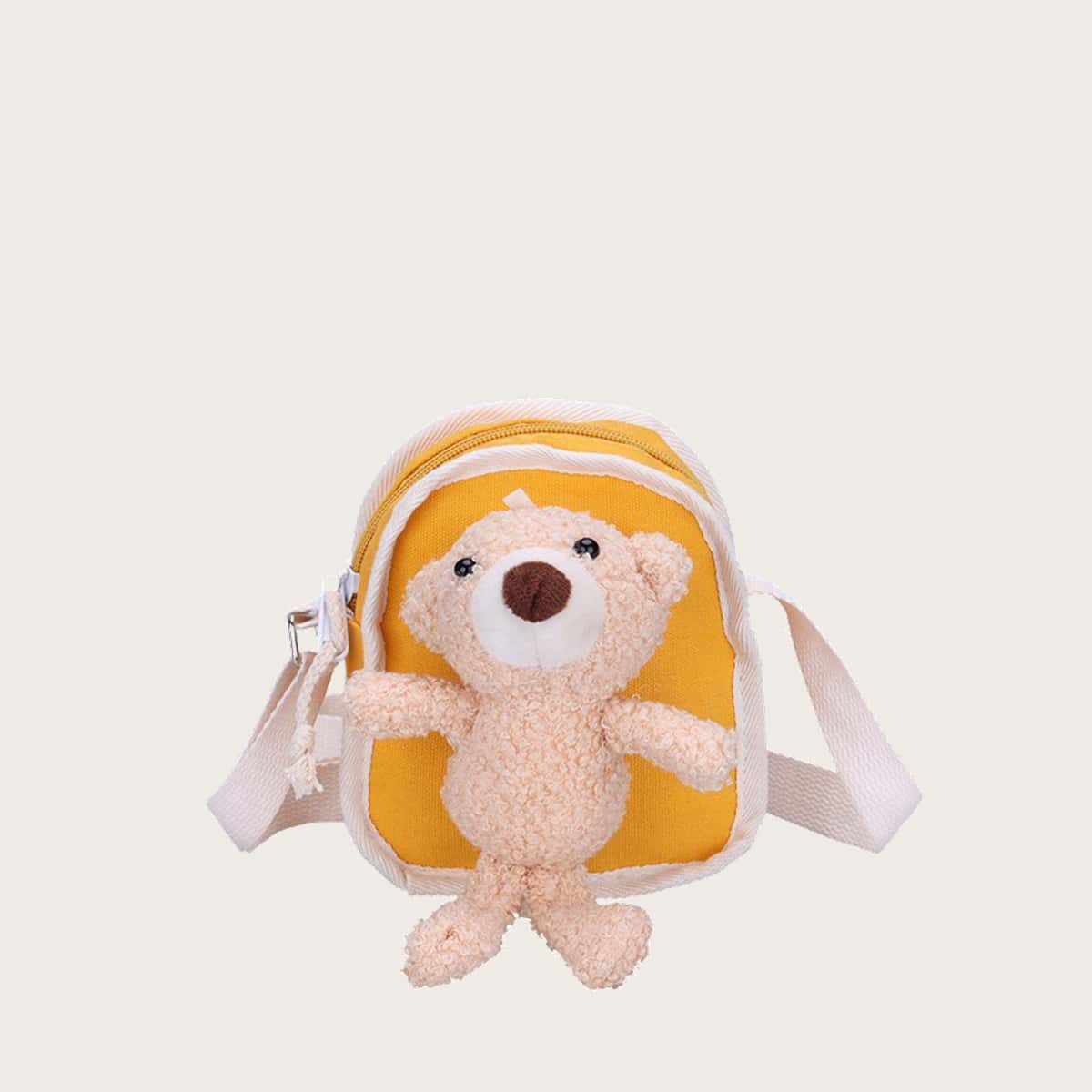 

Cartoon Bear Canvas Crossbody Bag, Yellow