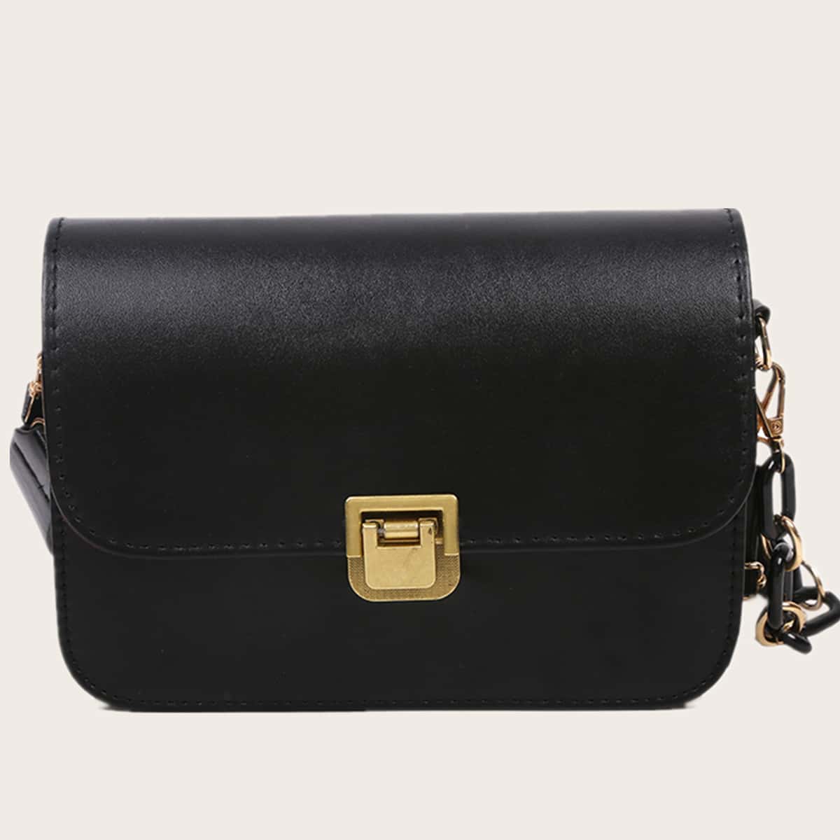 

Solid Flap Crossbody Bag, Black