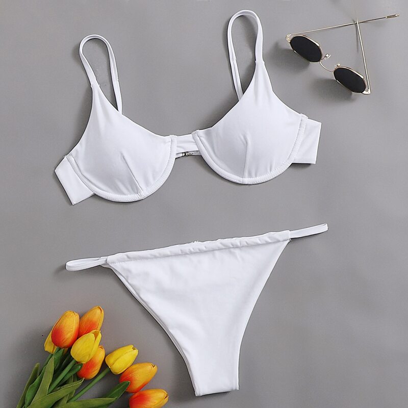 

Solid Bikini Swimsuit, White