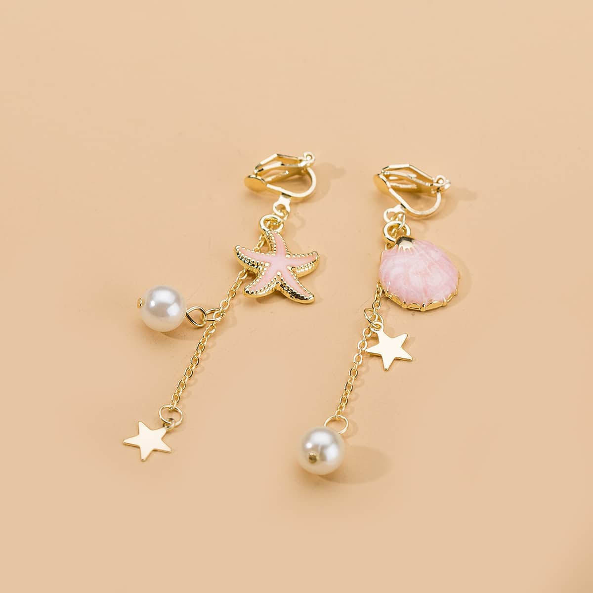 

Chain Linked Shell & Starfish Earrings, Multicolor