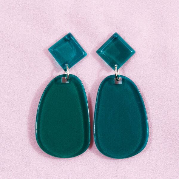 

Irregular Charm Drop Earrings, Green