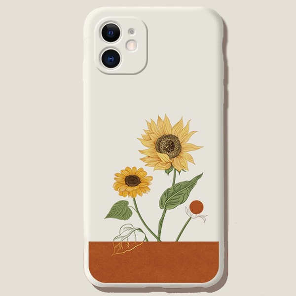 

Sunflower Pattern iPhone Case, White
