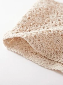 SHEIN Holidaya Top de tirantes corto de croché unicolor - Albaricoque - Ver 3