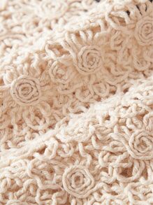 SHEIN Holidaya Top de tirantes corto de croché unicolor - Albaricoque - Ver 4