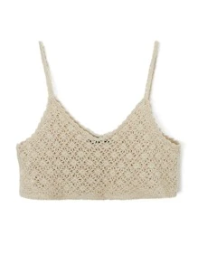 SHEIN Holidaya Top de tirantes corto de croché unicolor - Albaricoque - Ver 5