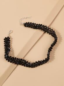 Gargantilla con cuenta de cristal - Negro - Ver 2