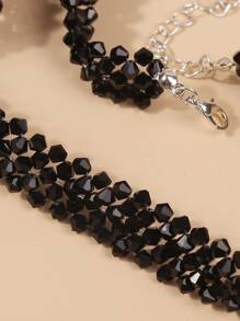 Gargantilla con cuenta de cristal - Negro - Ver 4