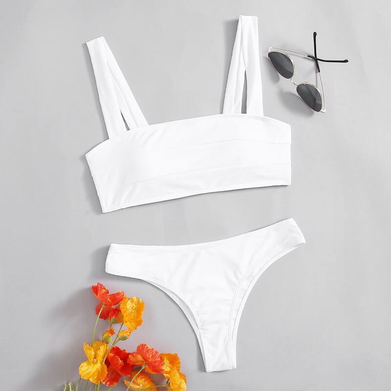 

Solid Bikini Swimsuit, White