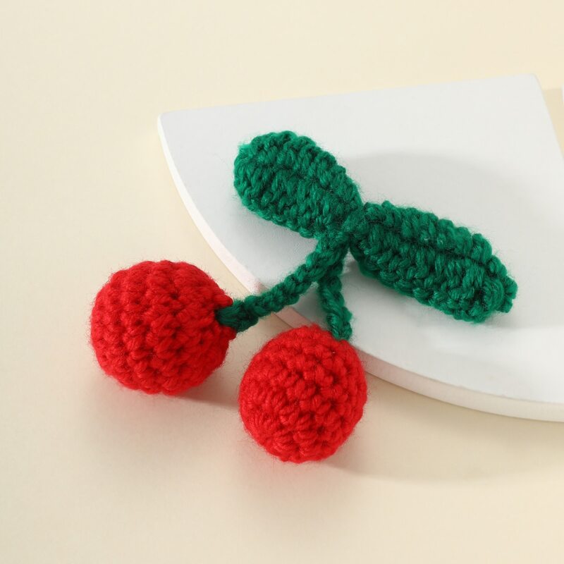 

Knit Cherry Hair Clip, Multicolor