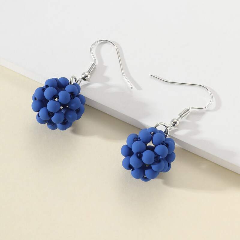 

Beaded Ball Drop Earrings, Royal blue