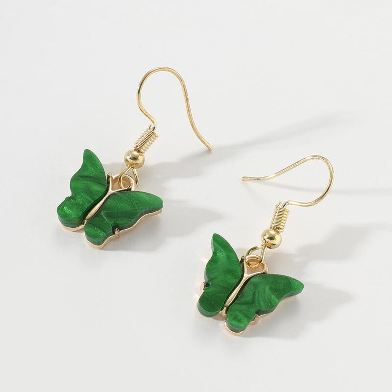 

Butterfly Drop Earrings, Green