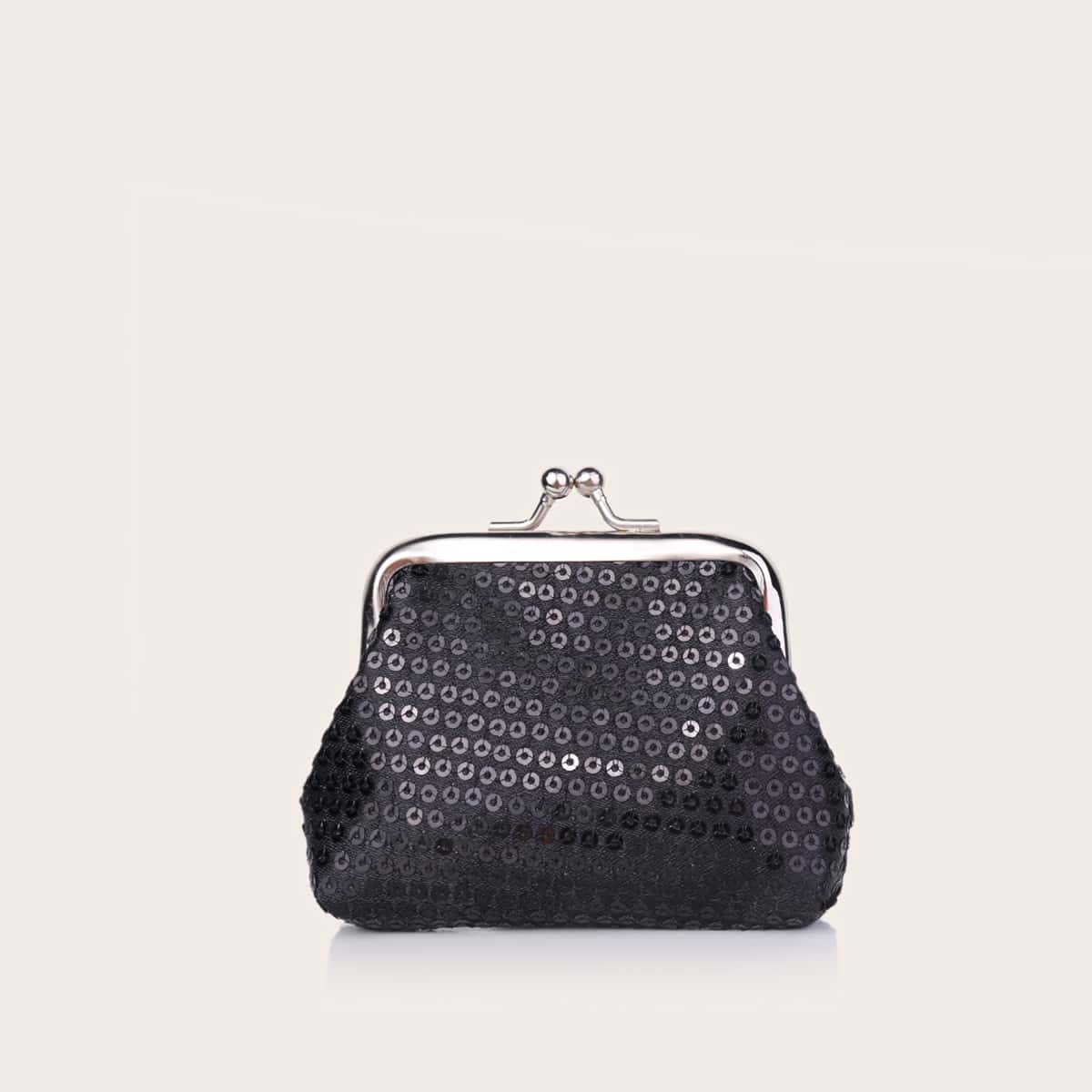 

Kisslock Sequin Coin Purse, Black
