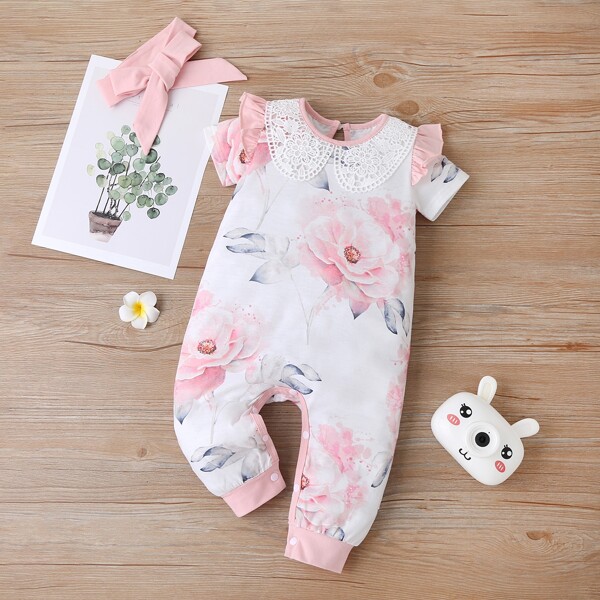 

Baby Girl Floral Print Jumpsuit & Headband, Multicolor