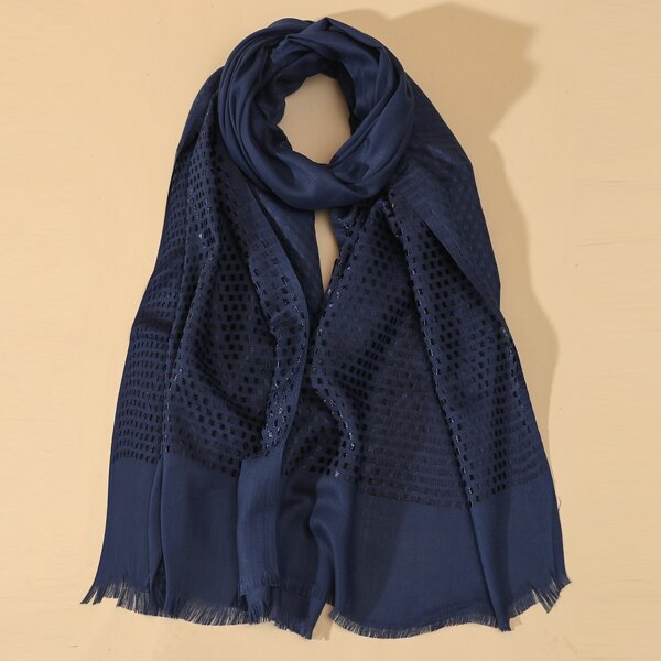 

Raw Hem Scarf, Navy blue