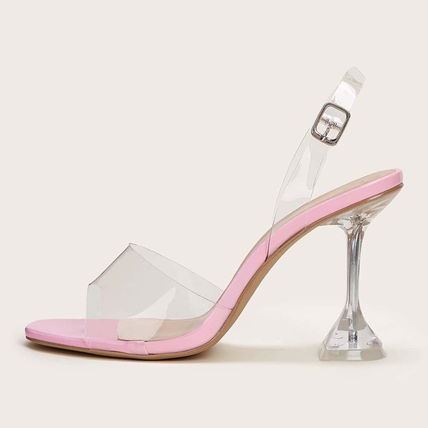 

Clear Pyramid Heeled Sandals, Pink
