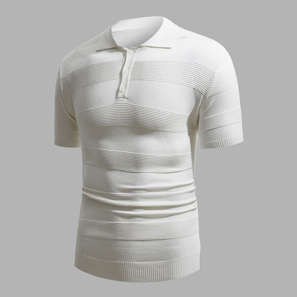 

Men Solid Knit Polo Shirt, White